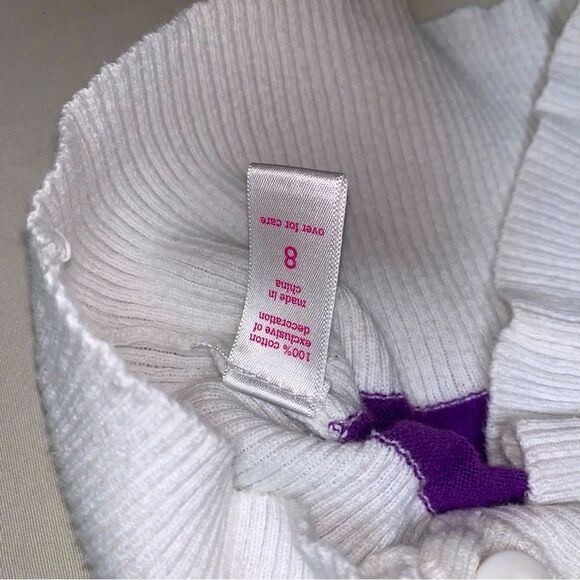 Justice Purple White Ombre Striped Shirt Girl 8 Lightweight Knit Top Button Down - Picture 4 of 8